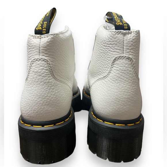 Doc Dr Martens Women's Devon Flower Buckle Platform Boots Sz 10 White Learther - Picture 7 of 11